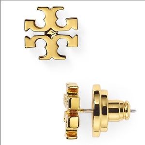 Tory Burch gold time logo stud earrings